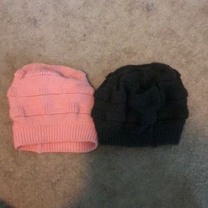 Pink and Grey Hair Beanies
